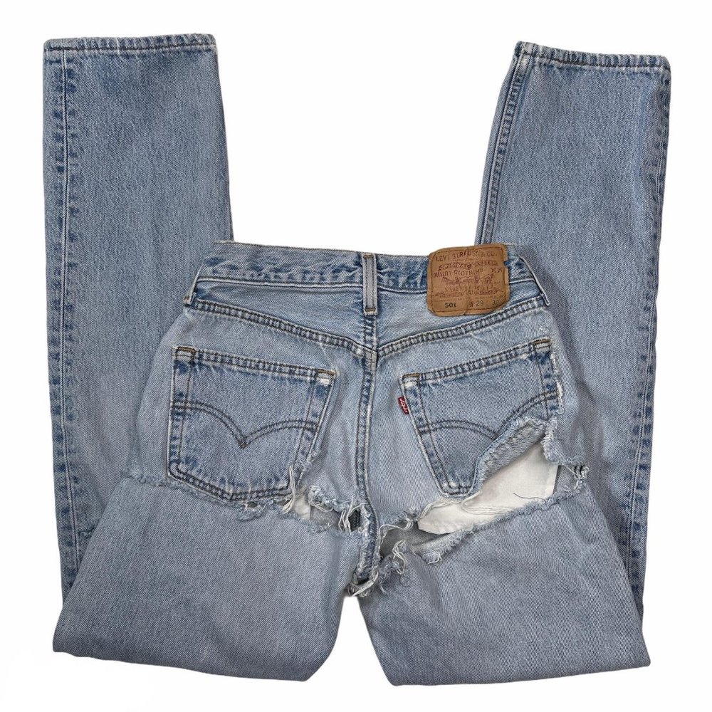 Levis 501 Destroyed Distressed Jeans Button Fly 29